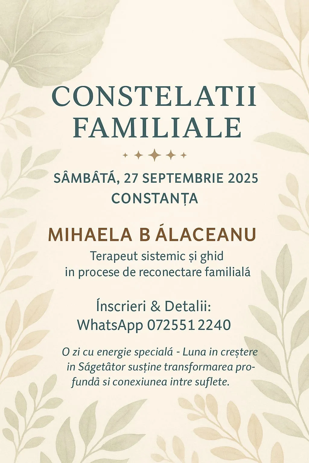 CONSTELATII FAMILIALE CONSTANTA 27 SEPTEMBRIE 2025