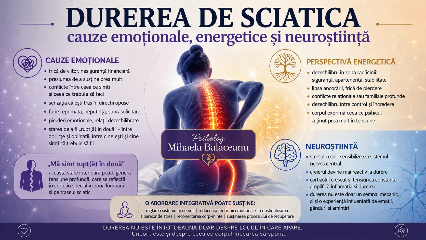 Durerea de sciatica - cauze emoționale, energetice și neuroștiință
